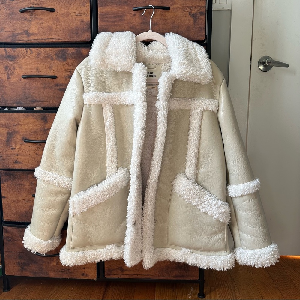 Faux fur leather urban outfitters jacket